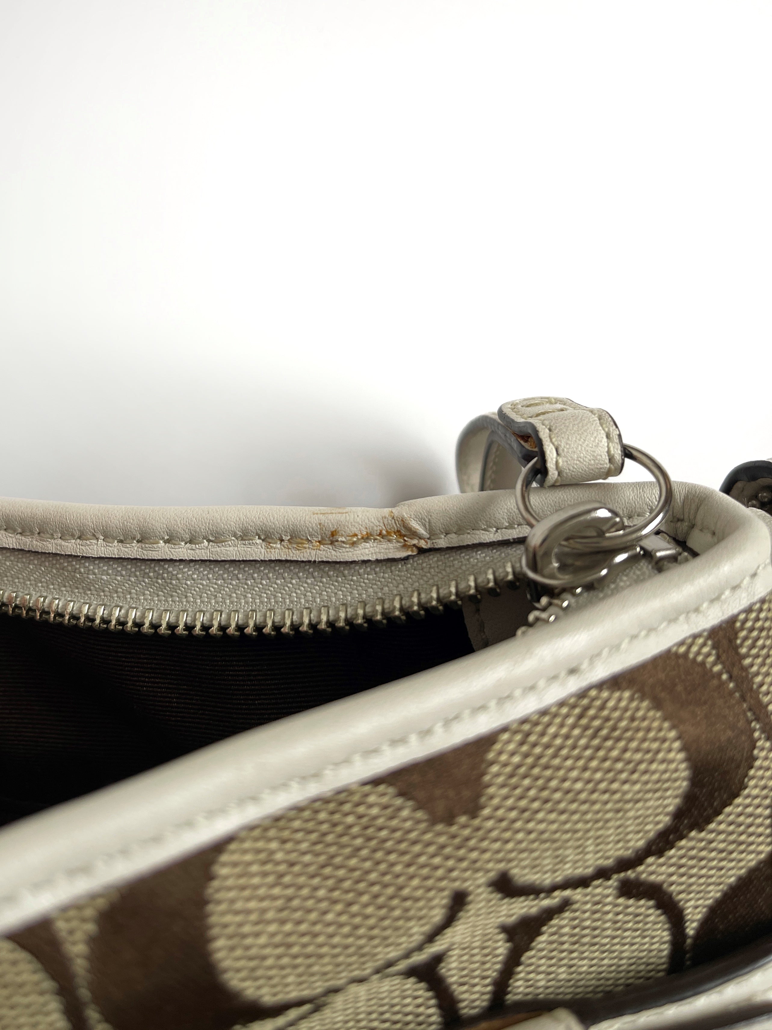00s Coach signature monogram shoulder bag white leather