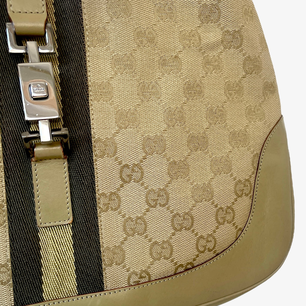 Vintage Gucci monogram Jackie in Olive and Biege