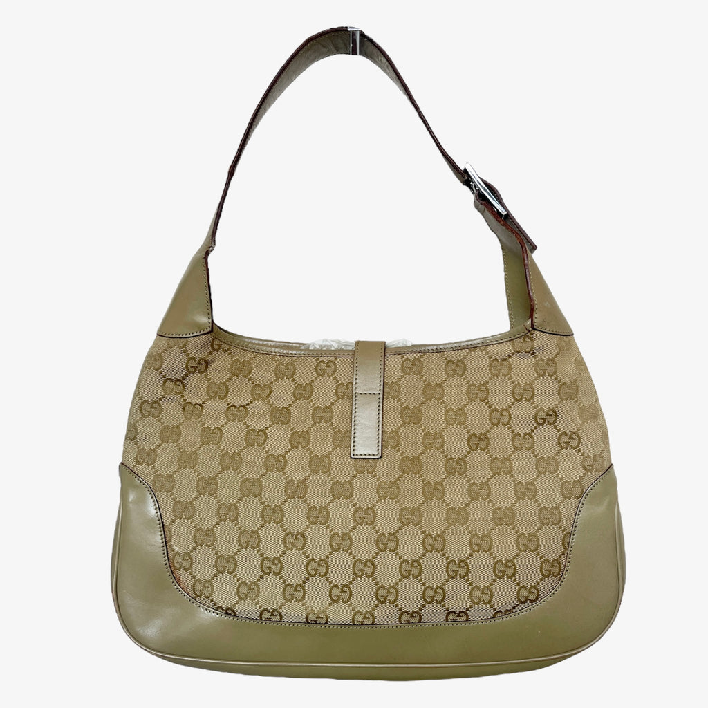 Vintage Gucci monogram Jackie in Olive and Biege
