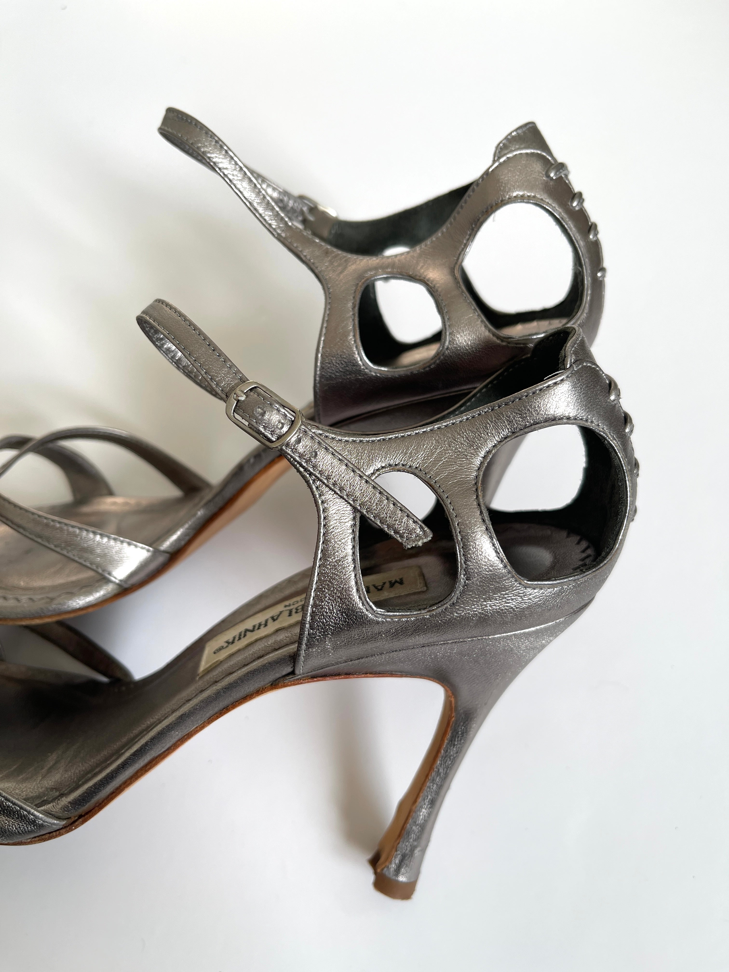 Manolo Blahnik metallic silver heels