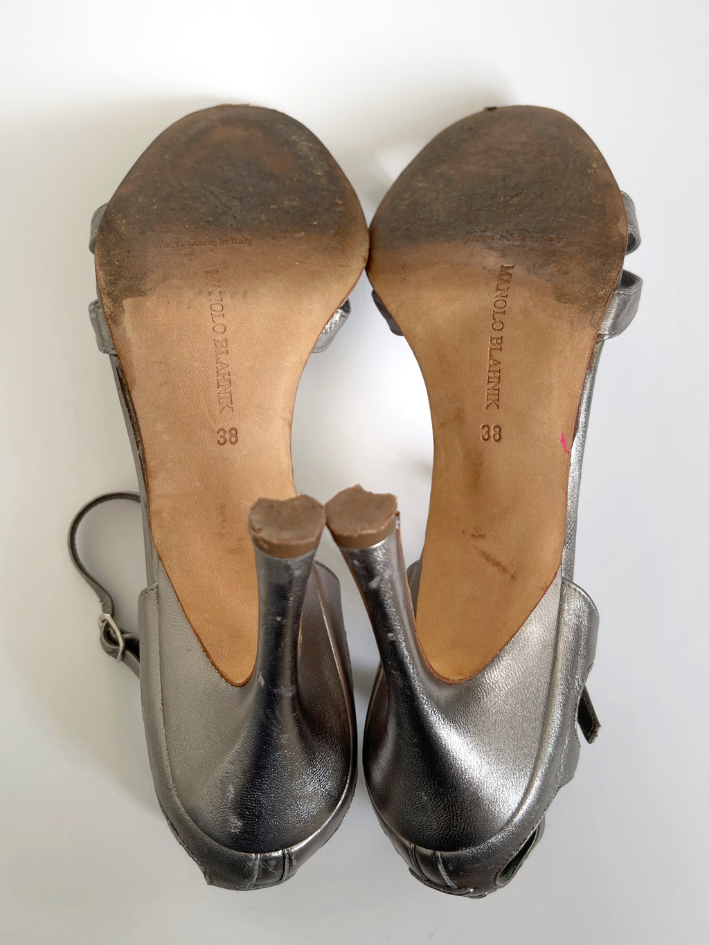 Manolo Blahnik metallic silver heels