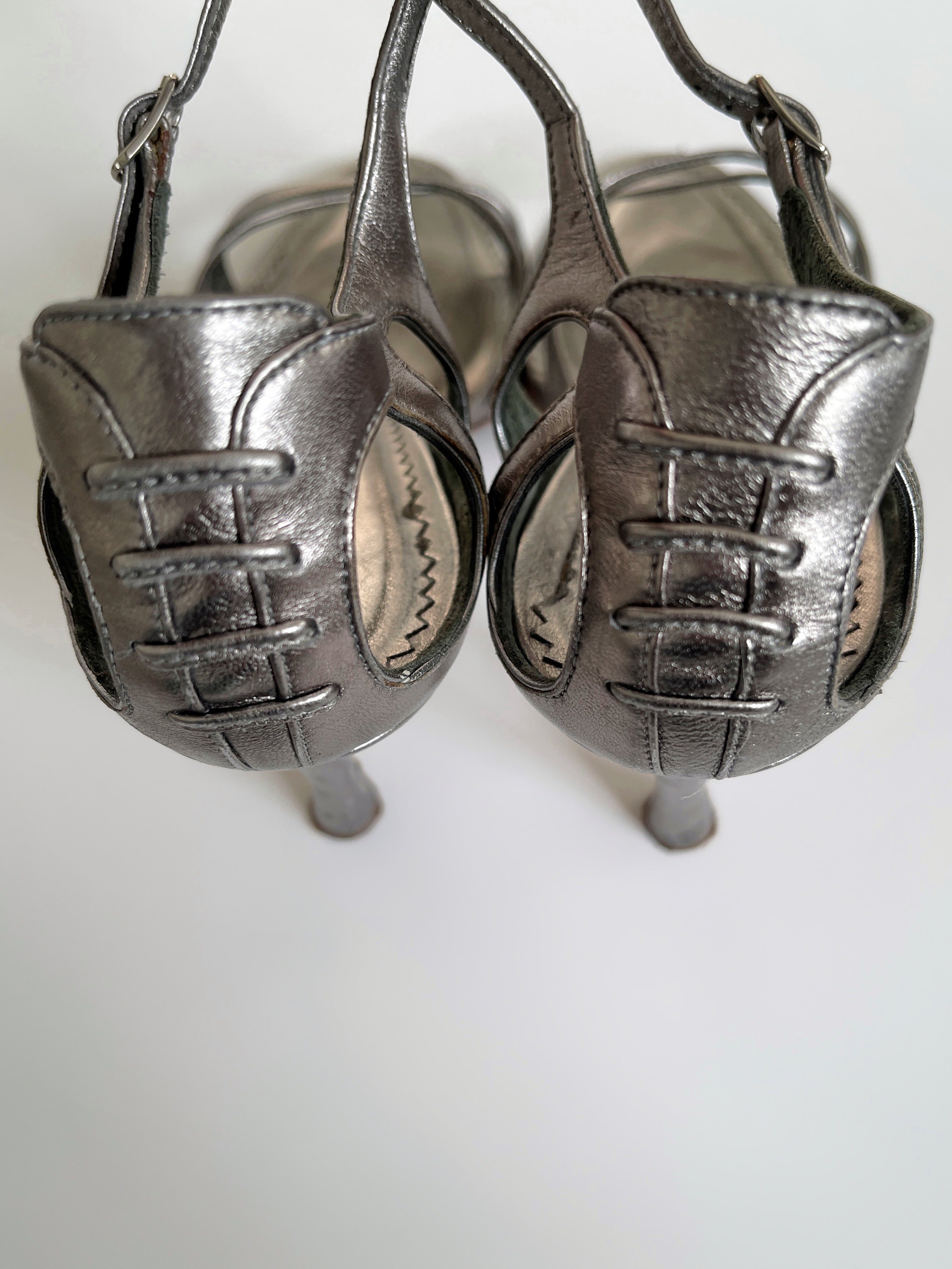 Manolo Blahnik metallic silver heels
