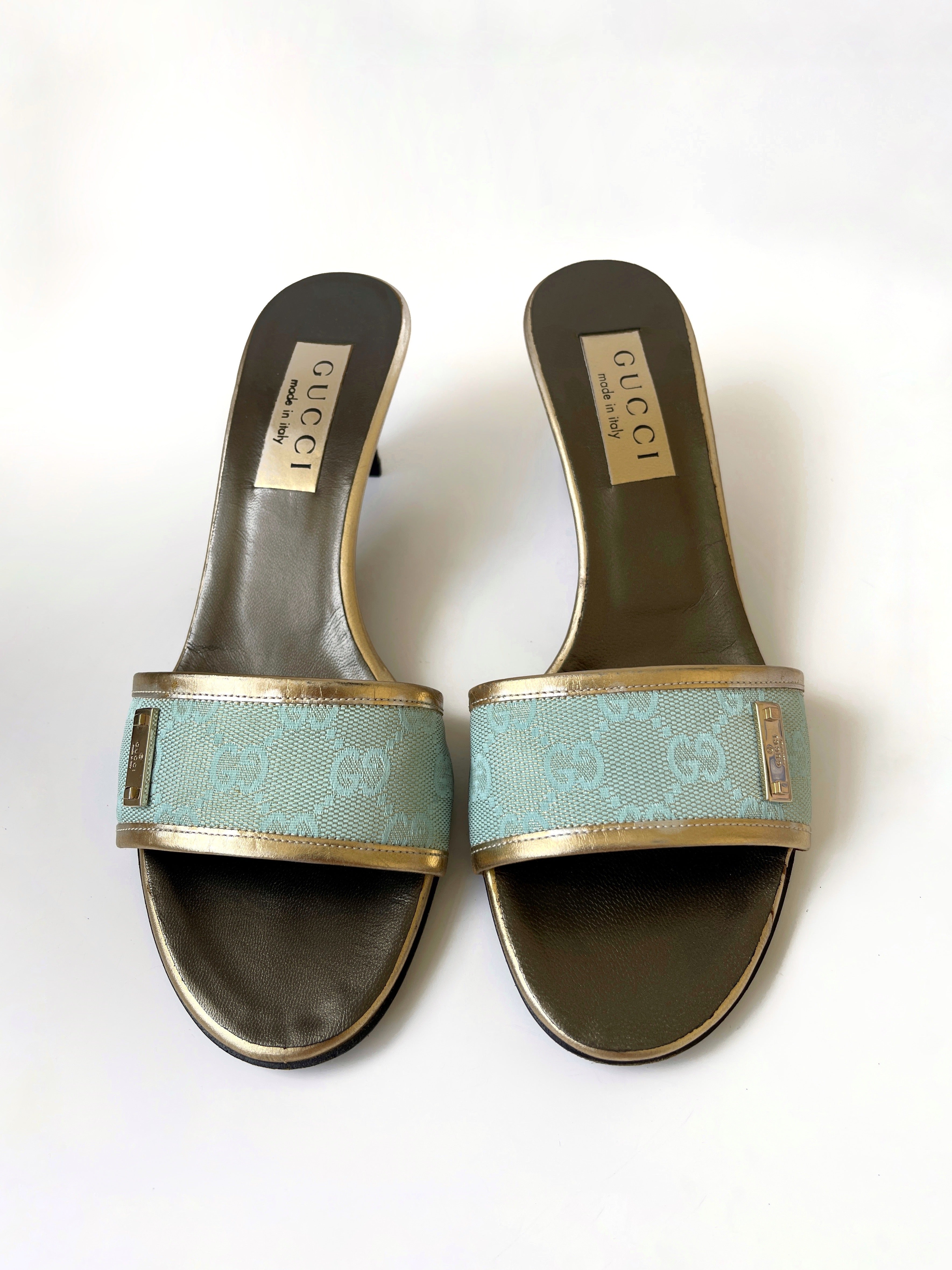 Vintage Gucci by Tom Ford monogram heeled mules sandals