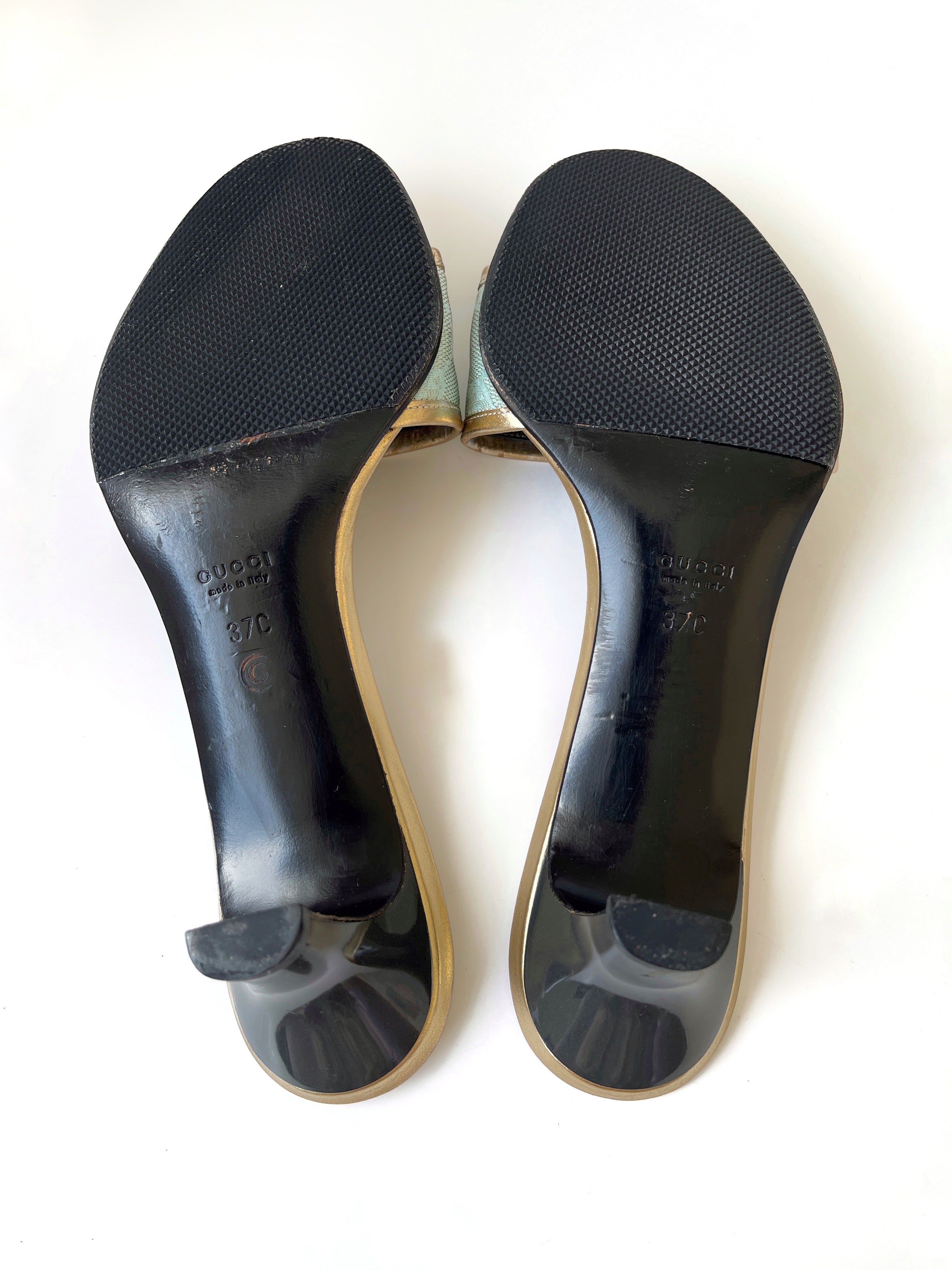 Vintage Gucci by Tom Ford monogram heeled mules sandals