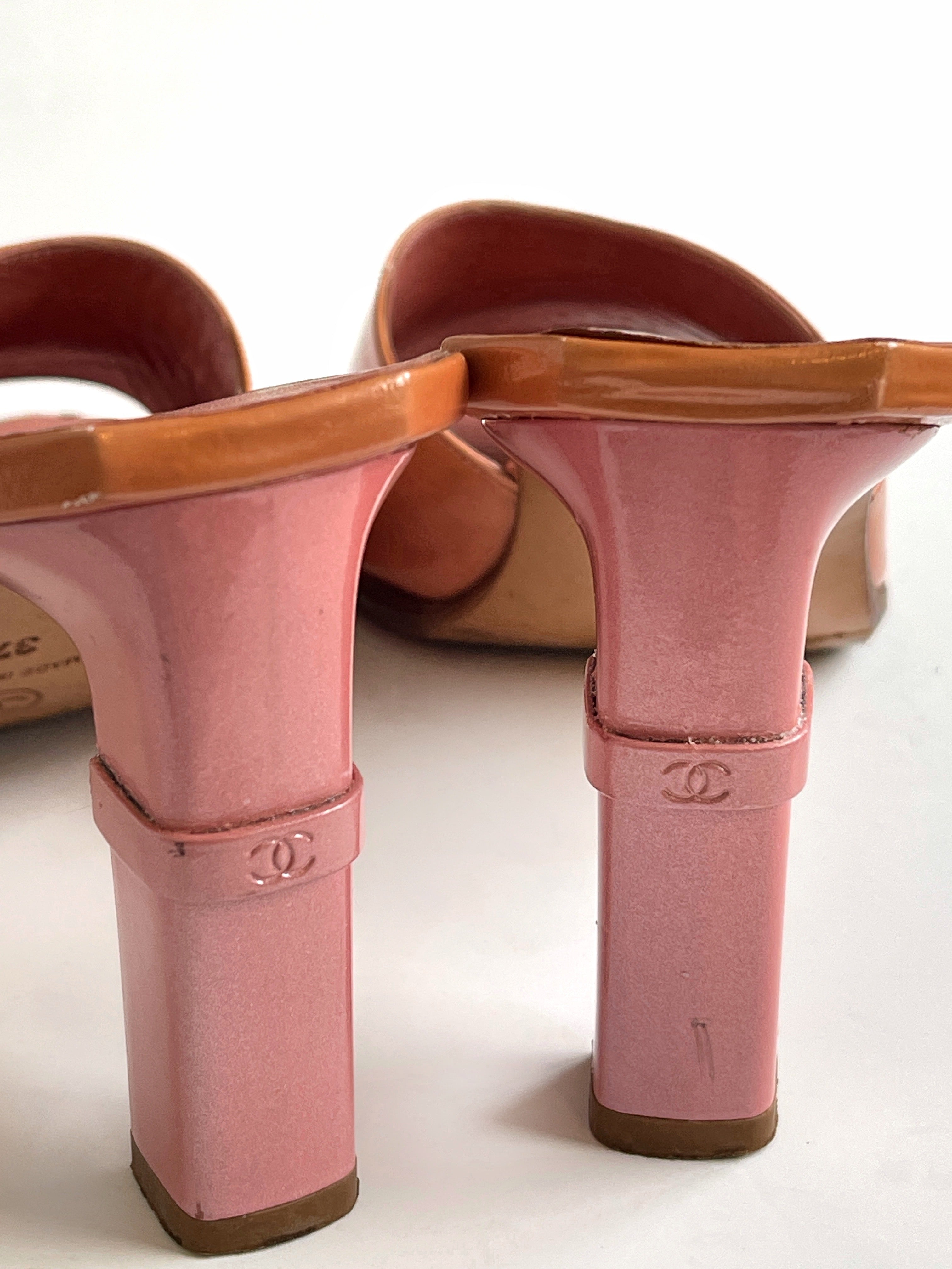 Rare Vintage Chanel mules heels with laser cut cc logos
