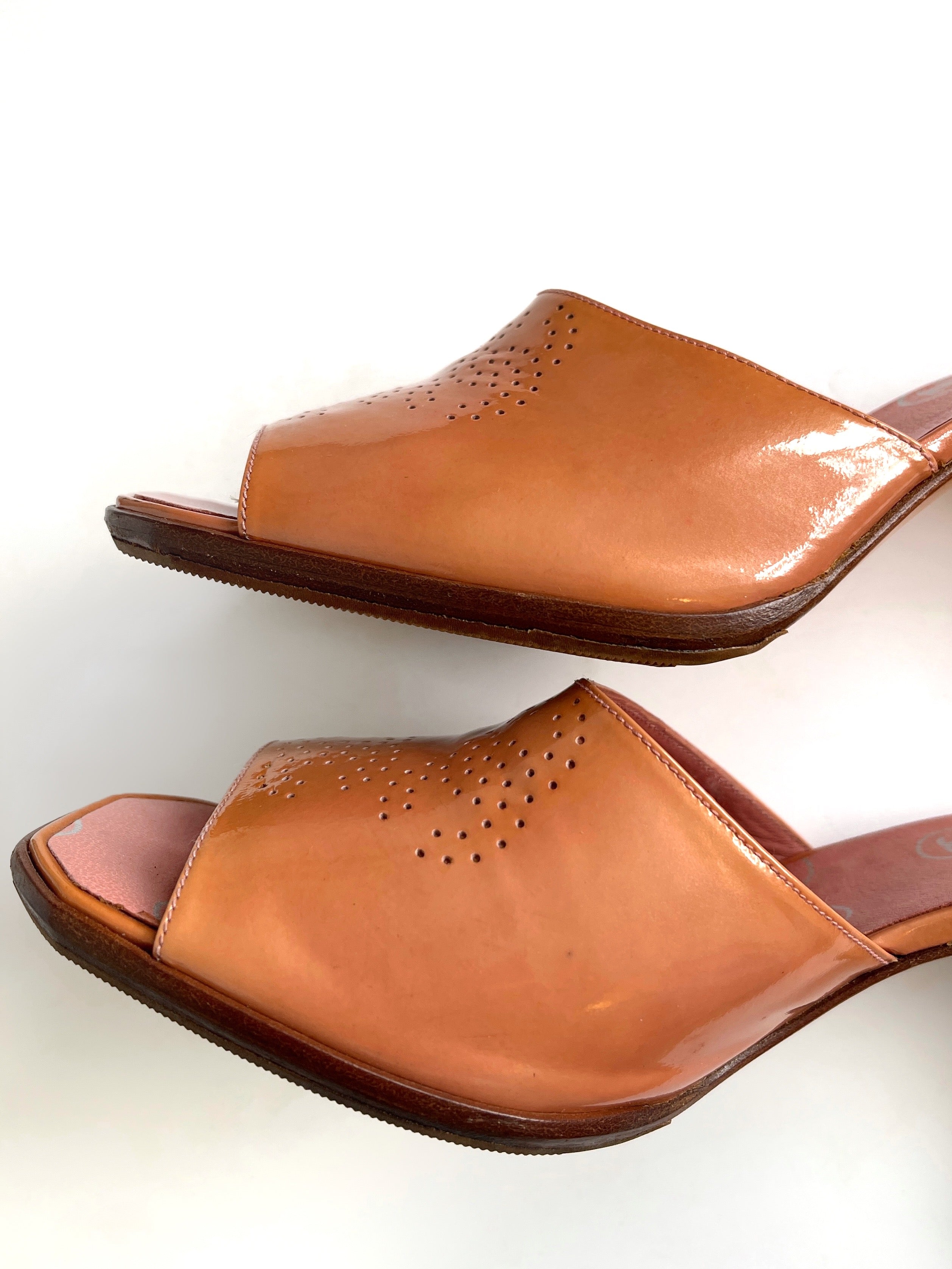 Rare Vintage Chanel mules heels with laser cut cc logos