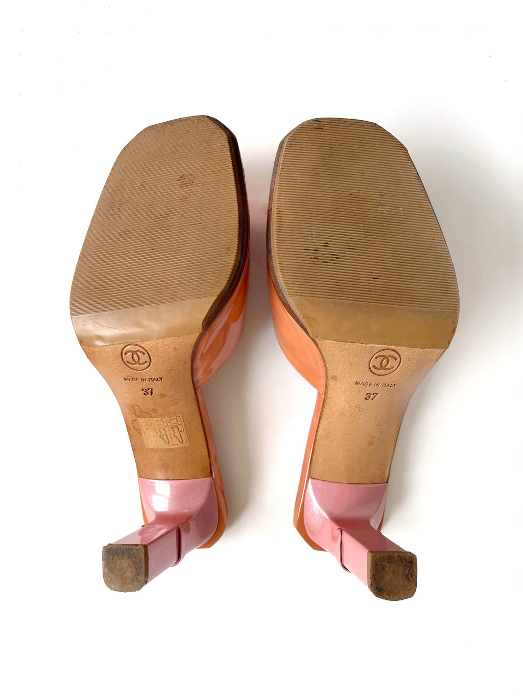 Rare Vintage Chanel mules heels with laser cut cc logos