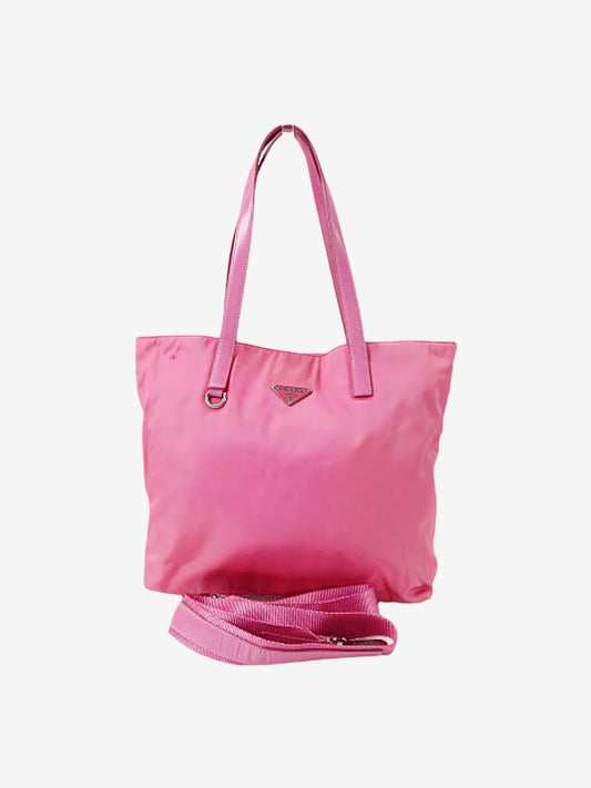 Prada nylon tote bag with strap - pink