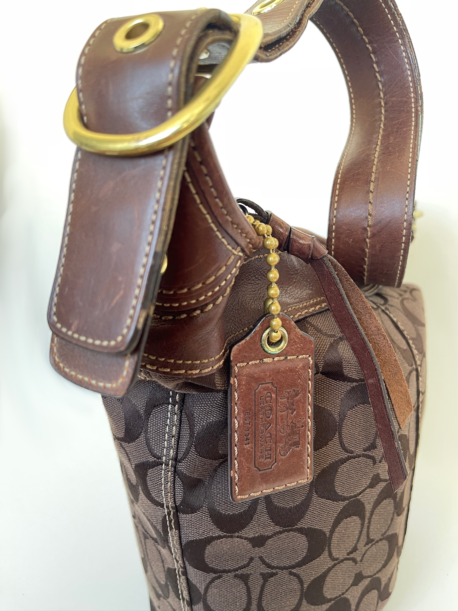 Coach signature brown hobo shoulder bag