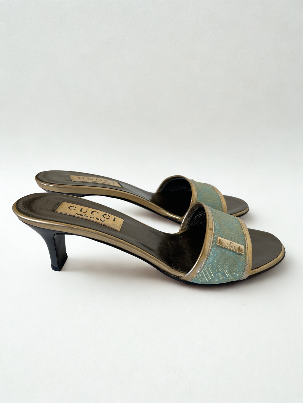 Vintage Gucci by Tom Ford monogram heeled mules sandals
