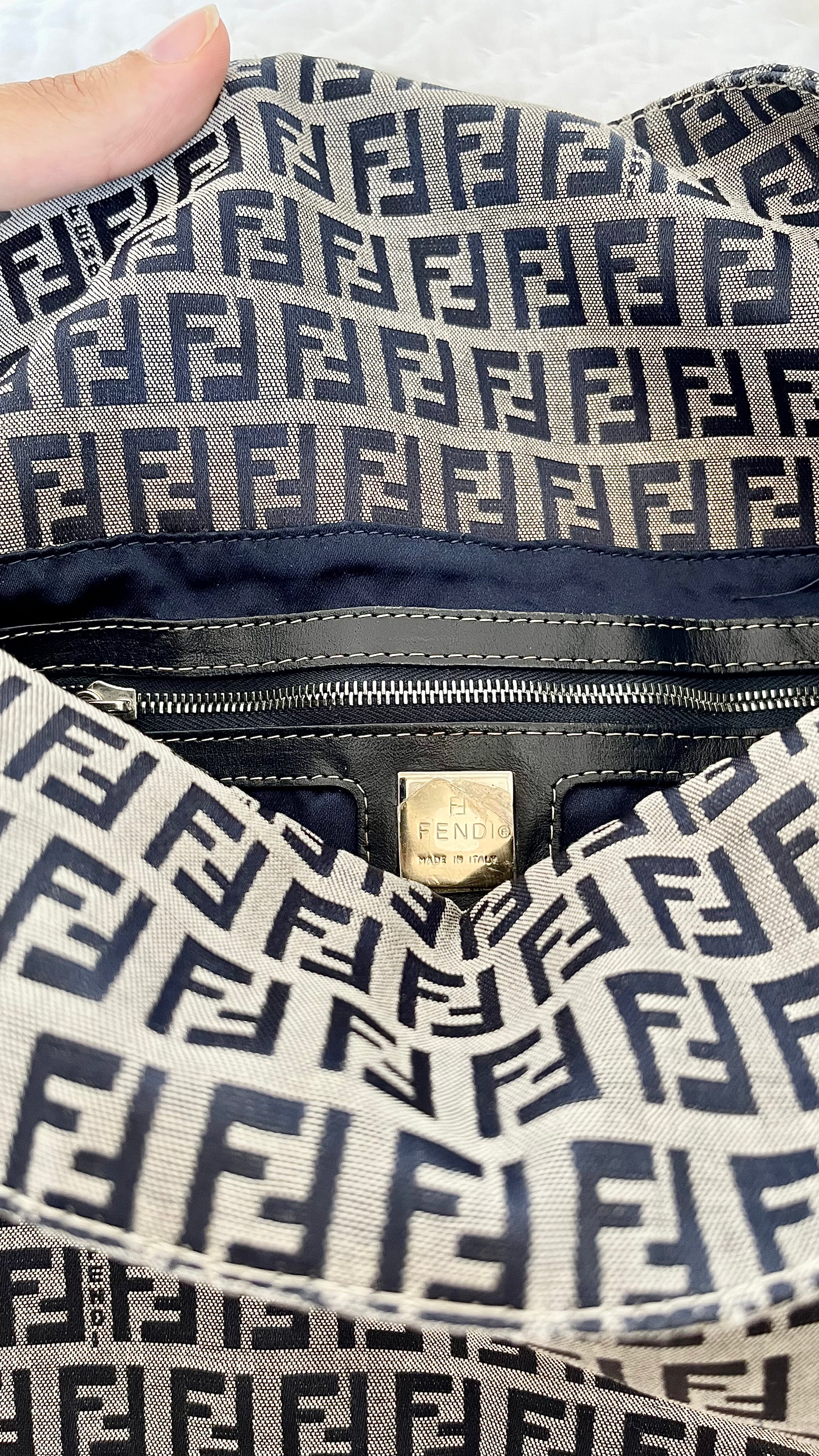 Fendi double flap Zucchino baguette