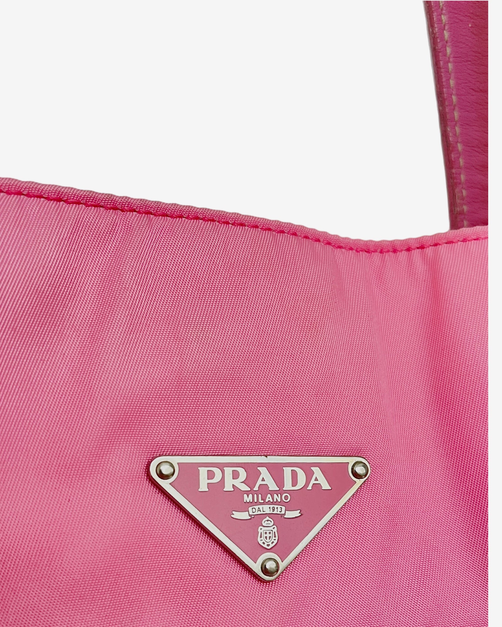Prada nylon tote bag with strap - pink