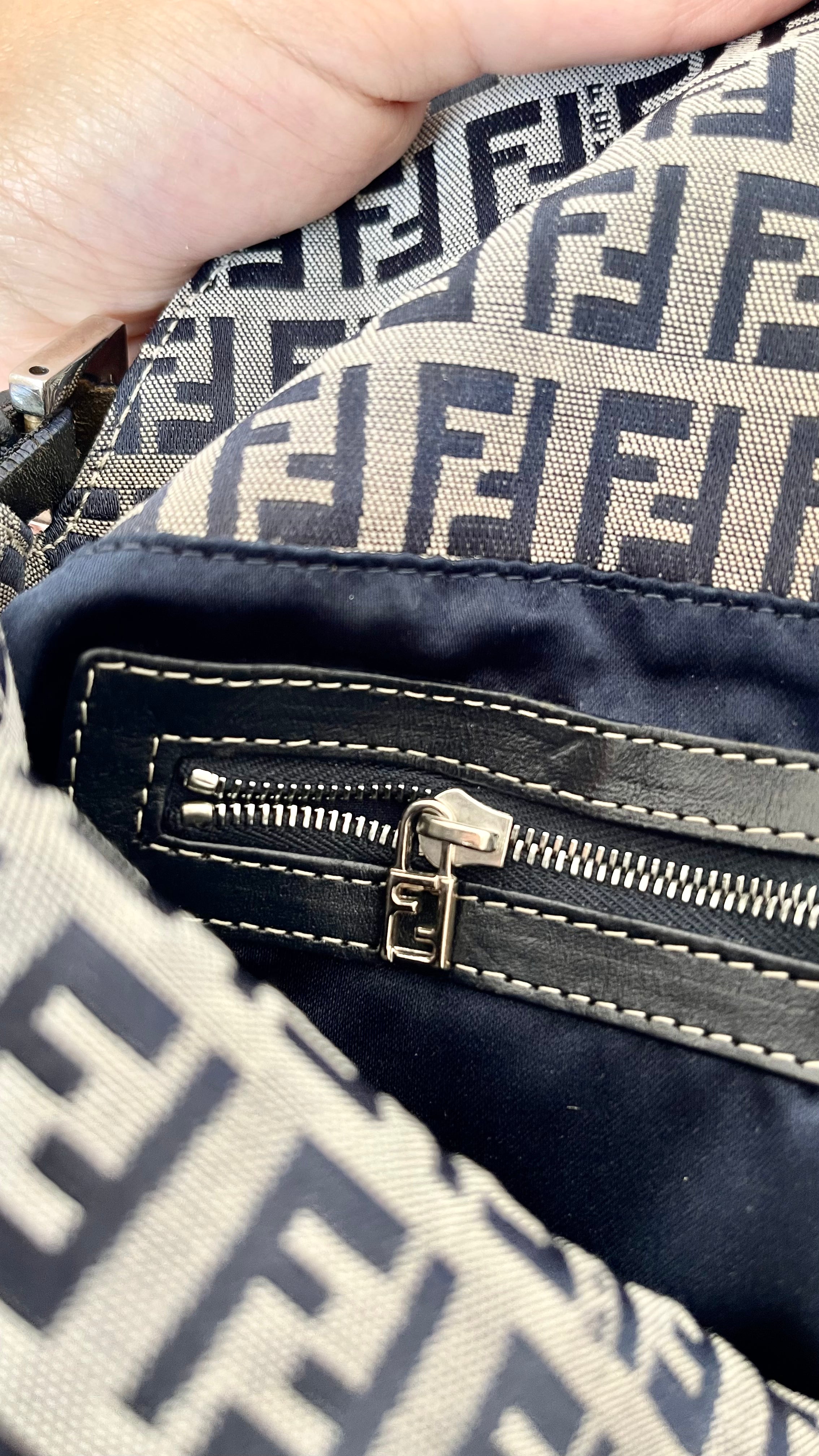Fendi double flap Zucchino baguette