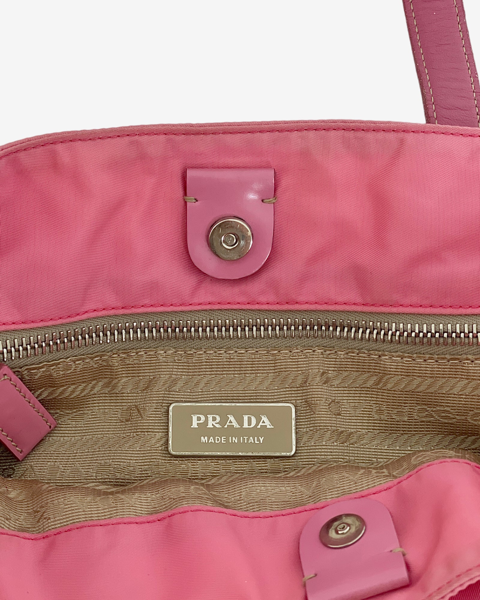 Prada nylon tote bag with strap - pink
