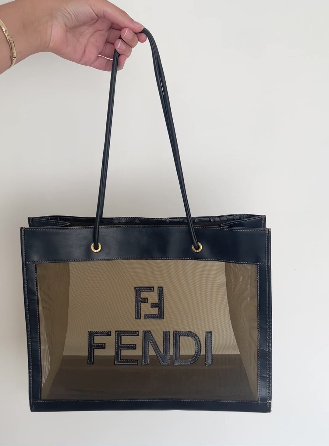 Vintage Fendi mesh shopper tote